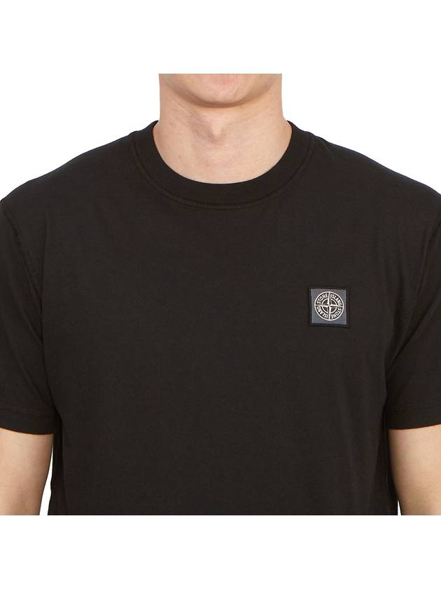 Organic Cotton Short Sleeve T-Shirt Black - STONE ISLAND - BALAAN 6