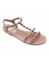 Women's Rockstud Flat Sandals Pink - VALENTINO - BALAAN 1