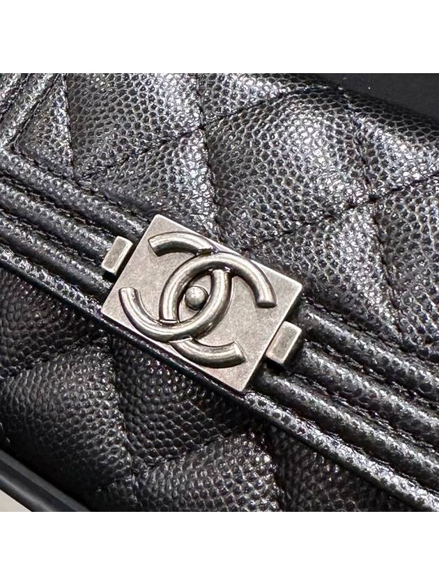 Boy flap card wallet caviar silver plate black - CHANEL - BALAAN 4