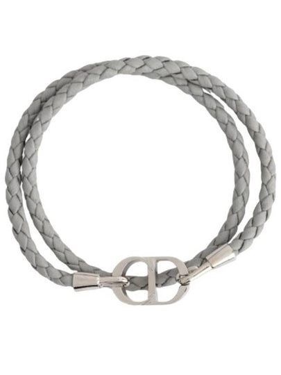 CD Icon Braided Leather Bracelet Grey - DIOR - BALAAN 2