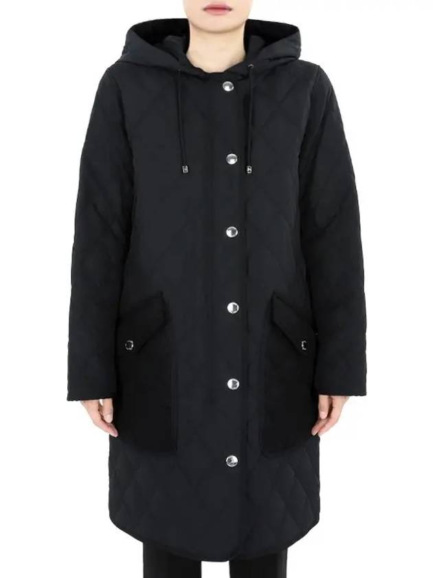 Women's Diamond Quilted Hoodie Single Coat Black - BURBERRY - BALAAN 3