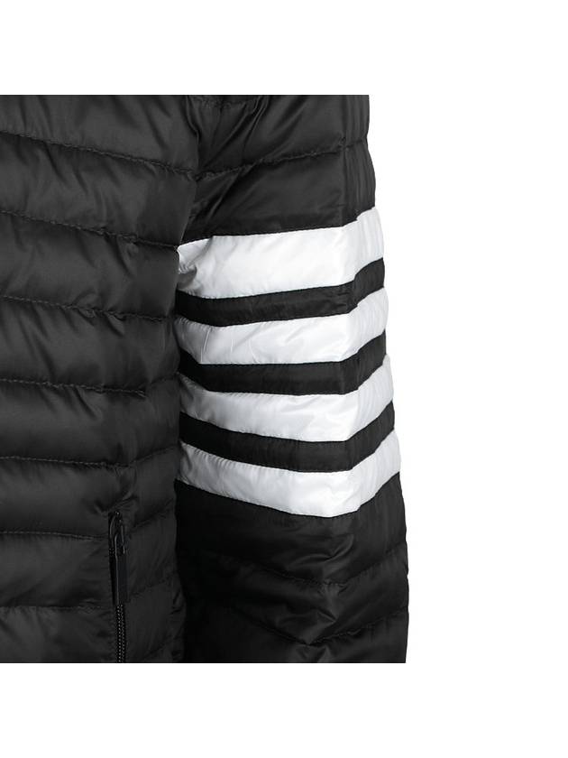 Matte Nylon 4-Bar Stripe Downfill Quilted Hoodie Padding Black - THOM BROWNE - BALAAN 7