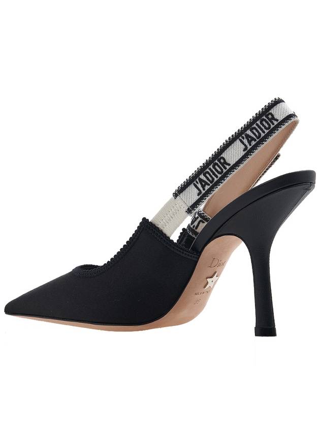 Women's Ja Embroidered Satin Cotton Slingback Heel Black - DIOR - BALAAN 4