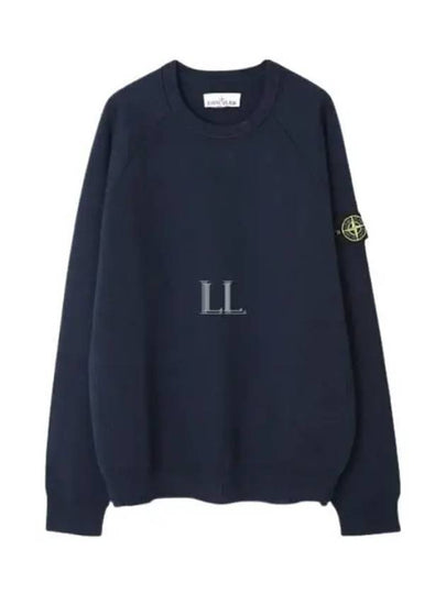 Men's Wappen Patch Crew Neck Knit Top Navy - STONE ISLAND - BALAAN 2