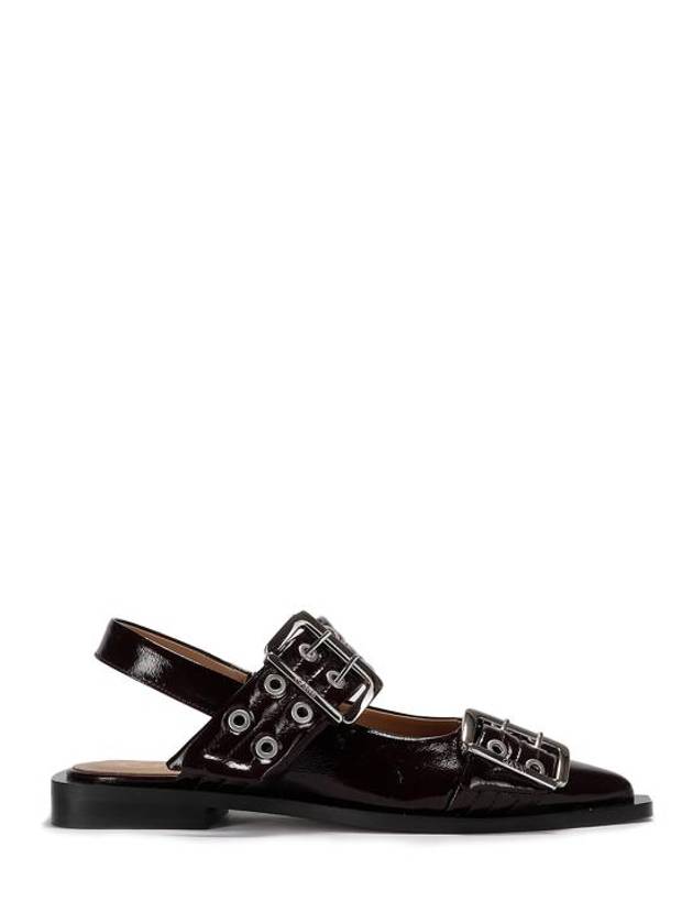 Feminine Buckle Slingback Strap Flat Burgundy - GANNI - BALAAN 2