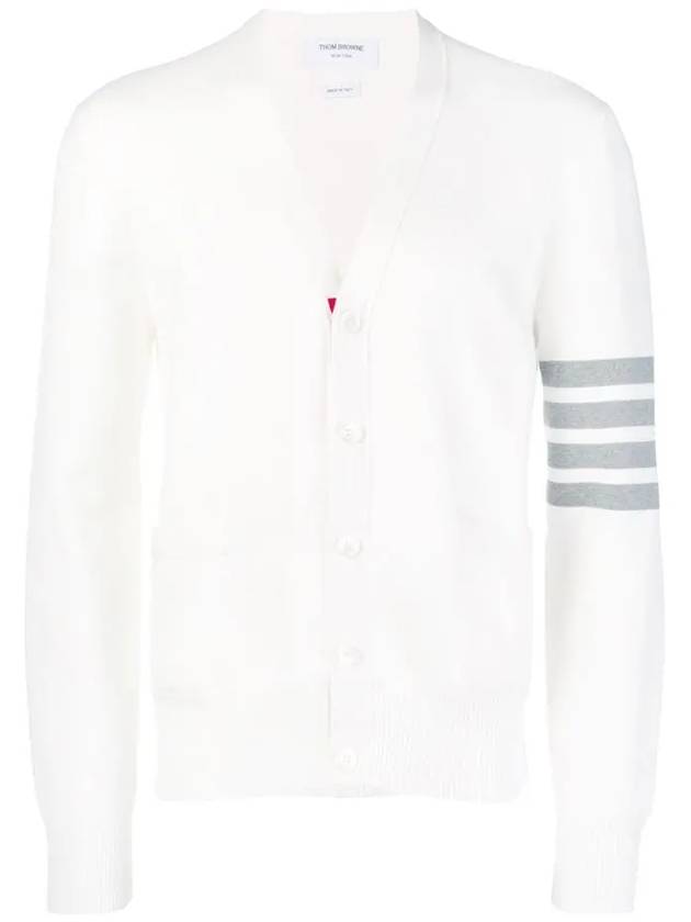 Milano Stitch 4 Bar Cardigan White - THOM BROWNE - BALAAN 3