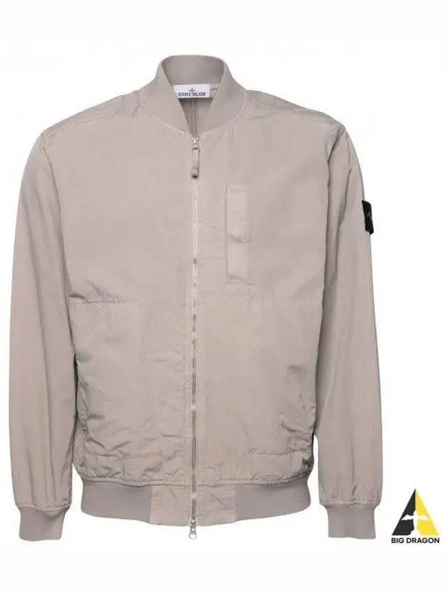 Men's Cupro Cotton Twill TC Bomber Jacket Beige - STONE ISLAND - BALAAN 2