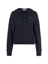 Logo Embroidered Cashmere Hoodie Navy - SPORTY & RICH - BALAAN 1