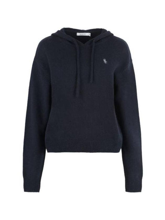 Embroidered Logo Cashmere Hoodie Navy - SPORTY & RICH - BALAAN 1