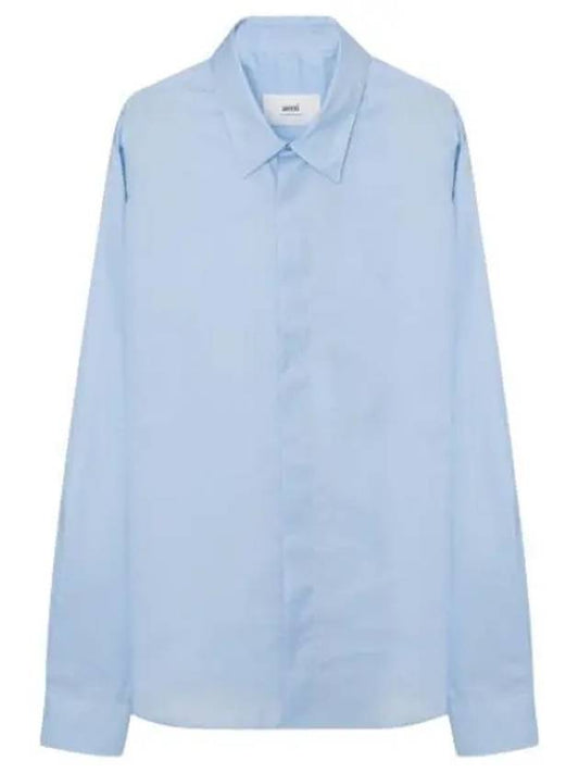 Hidden Button Long Sleeve Shirt Sky Blue - AMI - BALAAN 2
