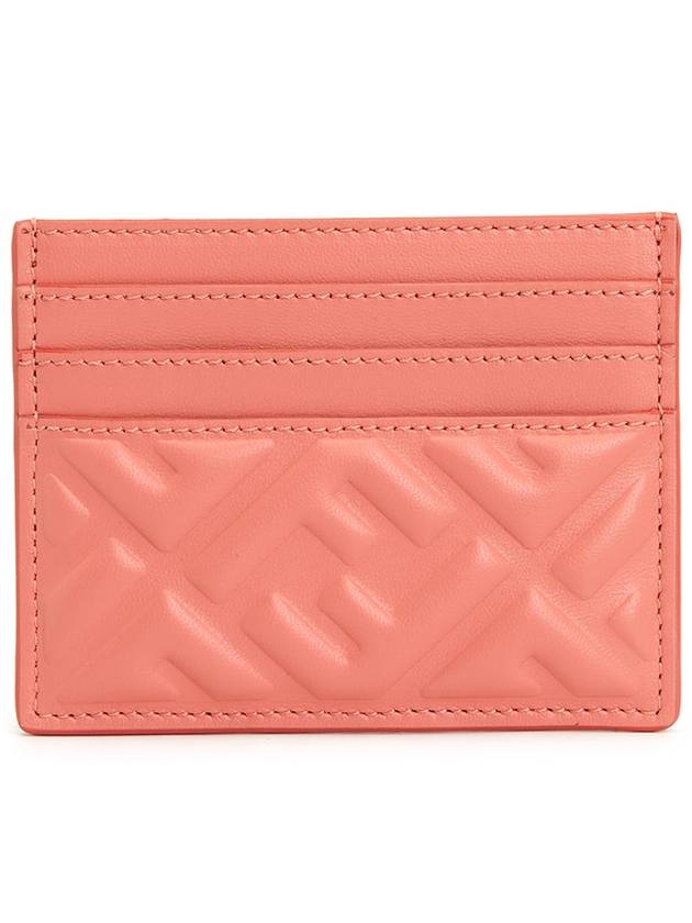 Baguette Embossed FF Logo Card Wallet Pink - FENDI - BALAAN 1