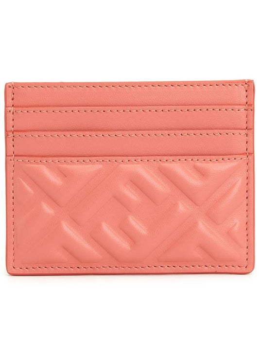 Baguette Embossed FF Logo Card Wallet Pink - FENDI - BALAAN 1