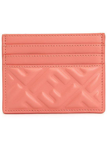 Baguette Embossed FF Logo Card Wallet Pink - FENDI - BALAAN 1