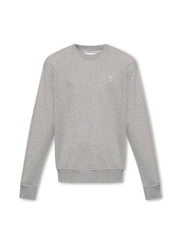 Embroidered Heart Logo Sweatshirt Grey - AMI - BALAAN 1