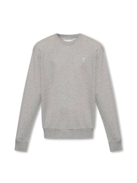 Embroidered Heart Logo Sweatshirt Grey - AMI - BALAAN 1