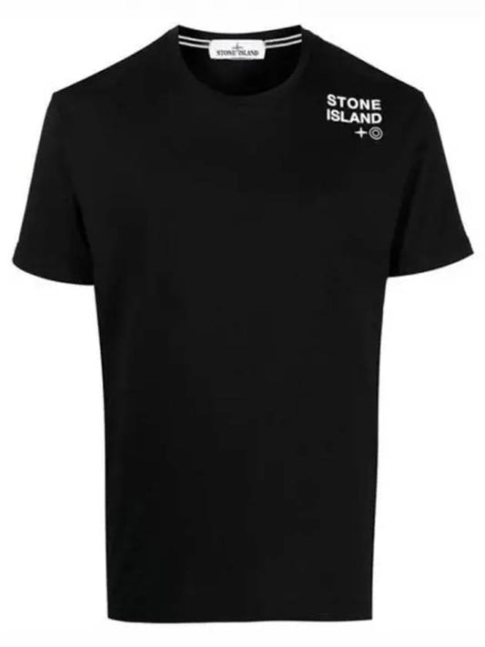 Shoulder Logo Round Short Sleeve T-Shirt Black - STONE ISLAND - BALAAN 2