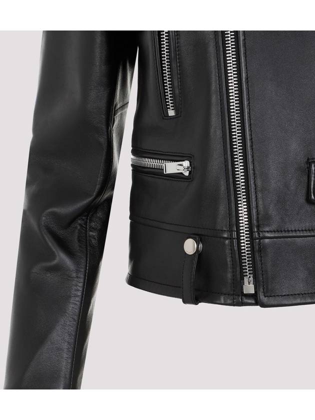 Classic Lambskin Biker Jacket Black - SAINT LAURENT - BALAAN 4