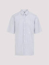 Striped Cotton Short Sleeve Shirt White Blue - MAISON MARGIELA - BALAAN 1