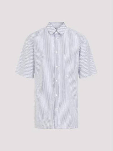 Striped Cotton Short Sleeve Shirt White Blue - MAISON MARGIELA - BALAAN 1