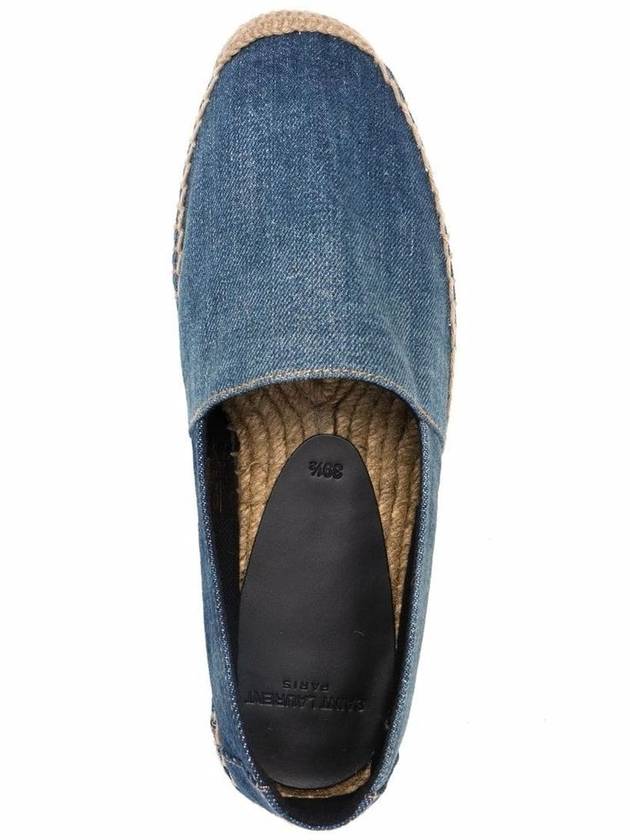 Denim Embroidered Espadrilles Navy - SAINT LAURENT - BALAAN 3