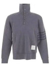 4-Bar Funnel Neck Pullover Knit Top Grey - THOM BROWNE - BALAAN 2