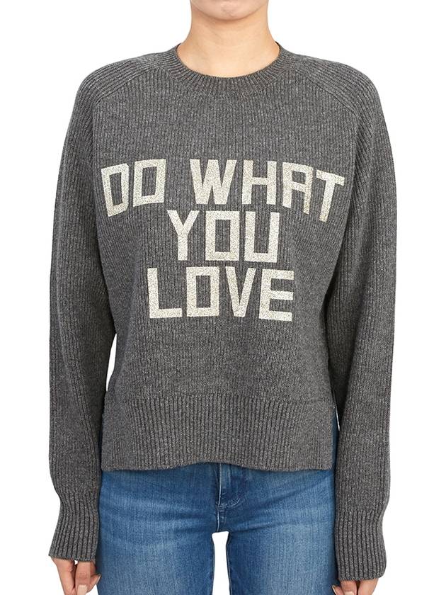 Glitter Lettering Round Neck Knit Top Grey - GOLDEN GOOSE - BALAAN 4