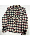 SM CH Men s Cross Leather Patch Flannel Shirt - CHROME HEARTS - BALAAN 5