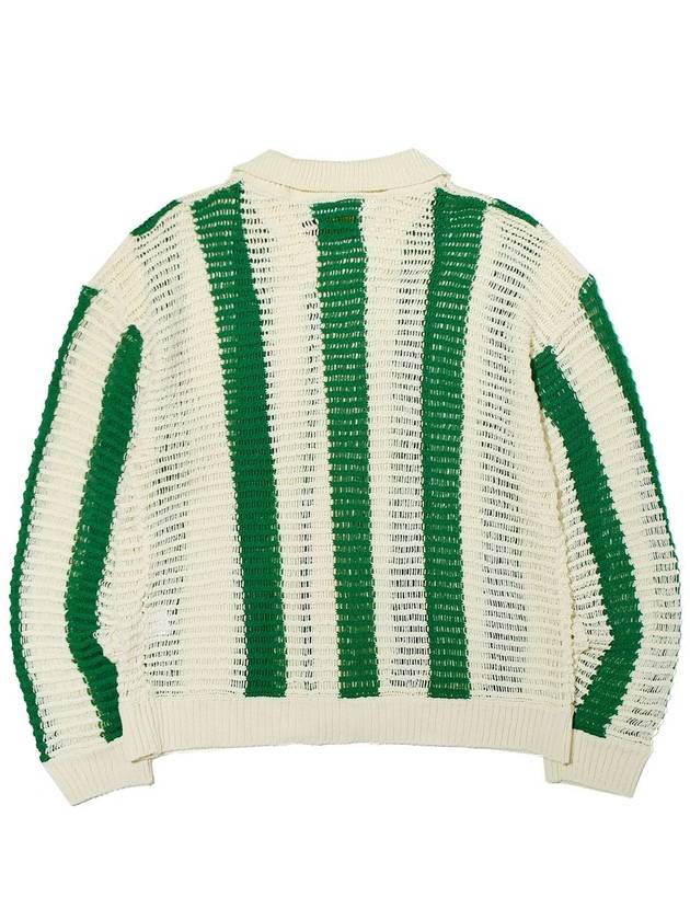 Stripe Netted Cotton Cardigan Green - OGARP - BALAAN 3