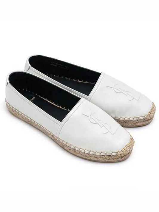 Women's Monogram Lambskin Espadrilles White - SAINT LAURENT - BALAAN 2