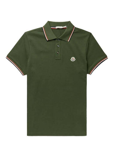 Logo Patch Short Sleeve Polo Shirt Chive - MONCLER - BALAAN 1