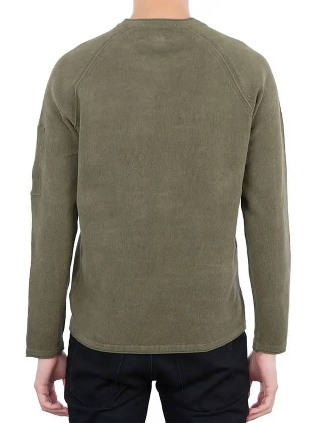 Men's Lens Wappen Crew Neck Knit Top Khaki - CP COMPANY - BALAAN 4