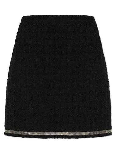 Versace Tweed Skirt With Shimmering Appliqué, Women's, Black - VERSACE - BALAAN 1