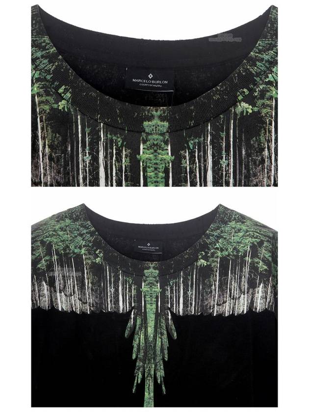 Green Wood Wing Graphic Short Sleeve T-Shirt Black - MARCELO BURLON - BALAAN 7