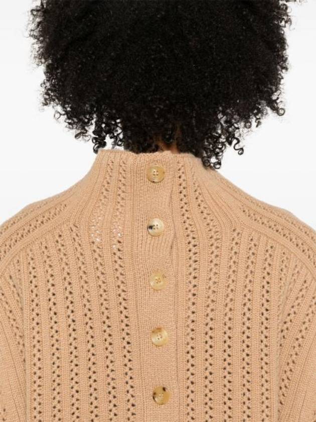 High Neck Back Button Crop Knit Top Brown - MAX MARA - BALAAN 5