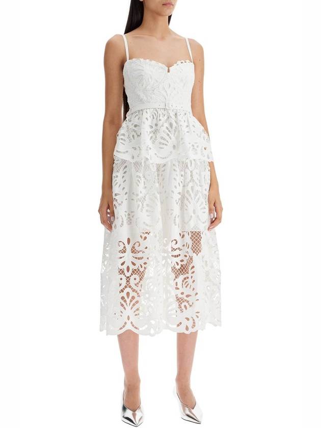 Self-Portrait 'White Cotton Lace Tiered Midi' Dress - SELF PORTRAIT - BALAAN 5