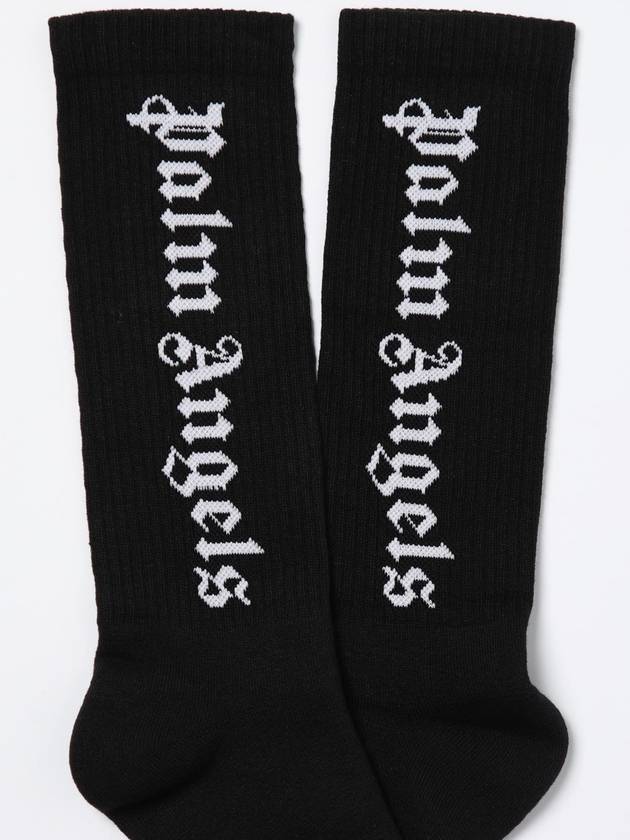 Vertical Logo Cotton Socks Black - PALM ANGELS - BALAAN 3