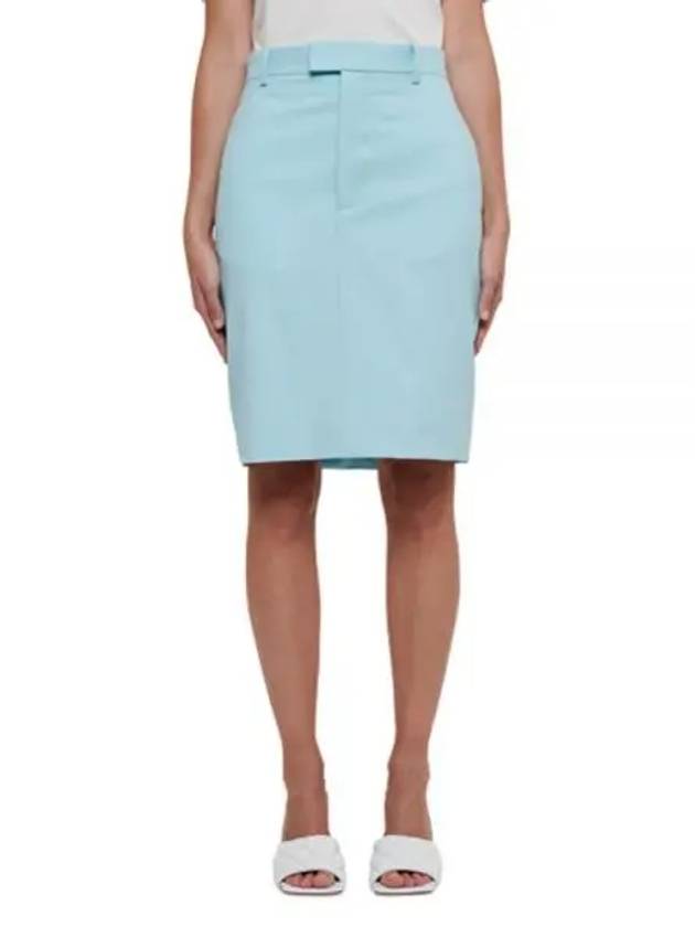 Light Wool Twill A-Line Skirt Blue - BOTTEGA VENETA - BALAAN 2