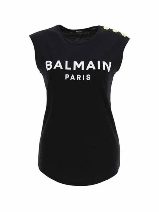 gold shoulder button logo sleeveless black - BALMAIN - BALAAN.