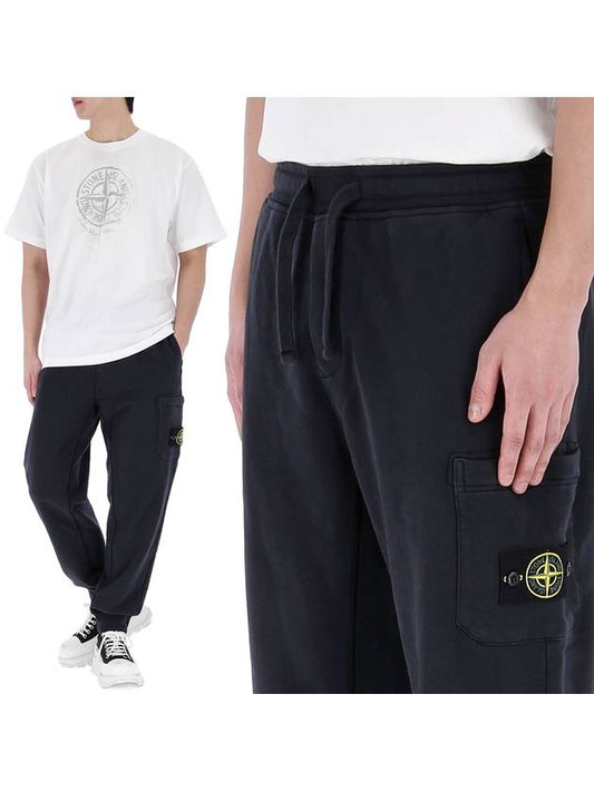 Compass Patch Cotton Jersey Track Pants Navy - STONE ISLAND - BALAAN 2