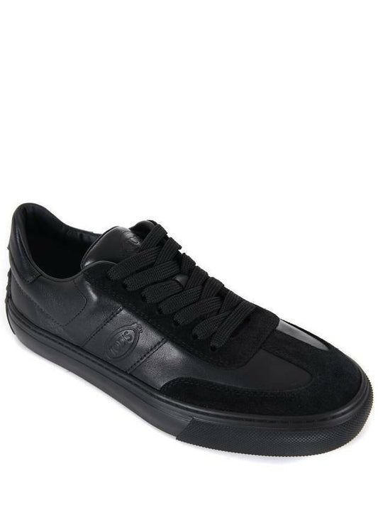Round Toe Leather Low Top Sneakers Black - TOD'S - BALAAN 2
