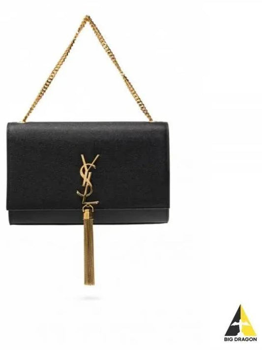 Kate Tassel Chain Cross Shoulder Bag Black - SAINT LAURENT - BALAAN 2