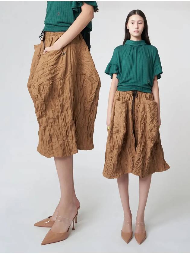 Crinkle Bermuda Wide Pants Camel - ATHPLATFORM - BALAAN 1