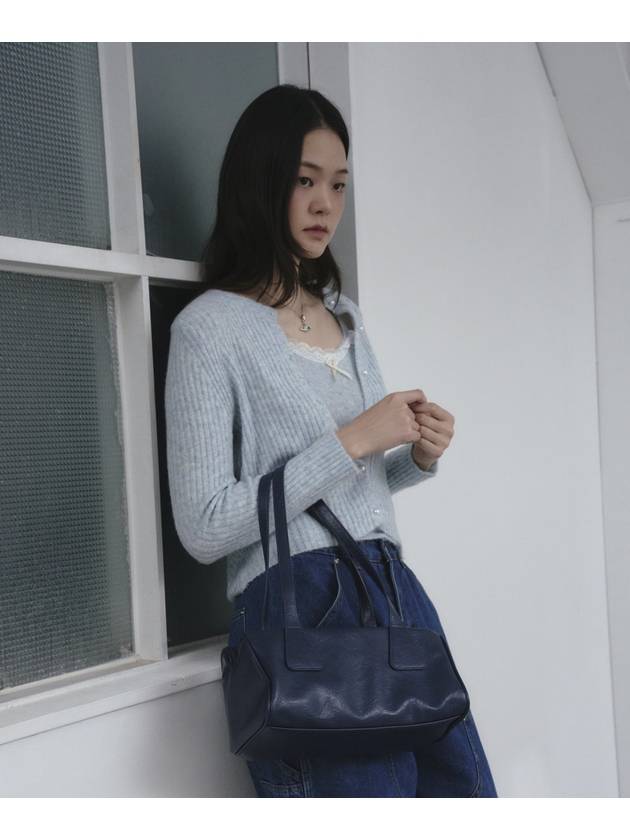 Eco leather square shoulder bag Navy - THE GREEN LAB - BALAAN 2