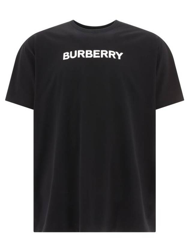 Logo Print Cotton Oversized Short Sleeve T-Shirt Black - BURBERRY - BALAAN 2