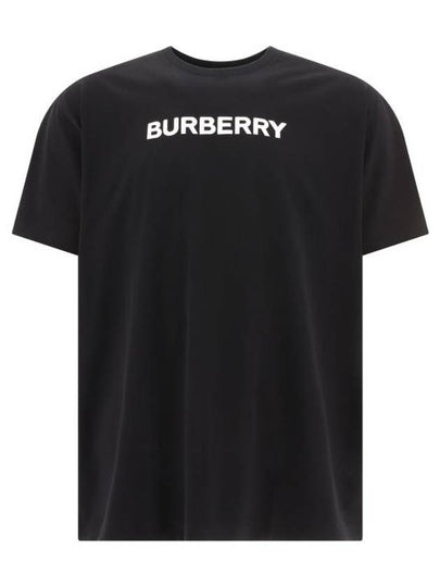 Logo Print Cotton Oversized Short Sleeve T-Shirt Black - BURBERRY - BALAAN 2