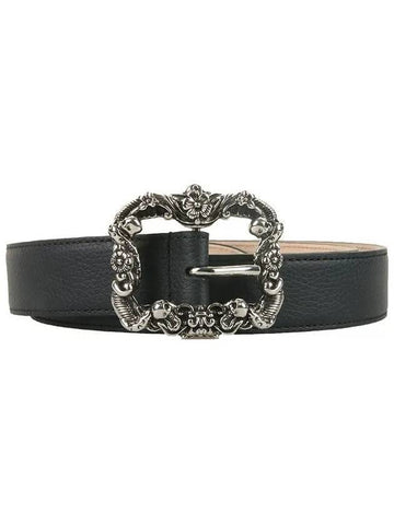 Men's Skull Buckle Leather Belt Black - ALEXANDER MCQUEEN - BALAAN 1