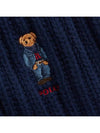 Bear Motif Cable Wool Scarf Navy - POLO RALPH LAUREN - BALAAN 5