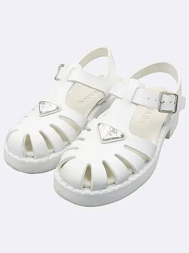 1X857M White Sporty Foam Rubber Buckle Chunky Sandals 37 240MM - PRADA - BALAAN 5