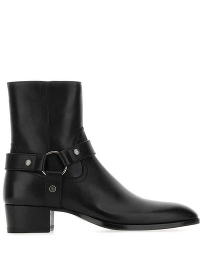 Men's Leather Wyatt Harness Ankle Boots Black - SAINT LAURENT - BALAAN 2