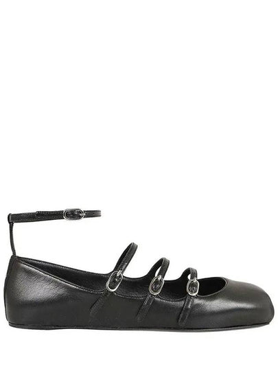 Buckled Straps Leather Ballerina Shoes Black - ALEXANDER MCQUEEN - BALAAN 2